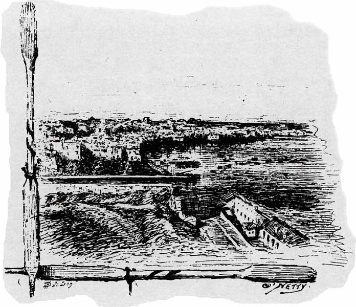 Beauregard10.jpg - Vedute della marina  nei disegni approntati da O’Netty per l’edizione del libro Du Vesuve  a l’Etna et sur le littoral de l’Adriatique, di Jean de Beauregard (pseudonimo di James Jean-Pierre de Condamin), viaggiatore in Taranto nel corso dell’estate del 1894.
